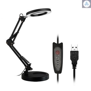 停售已下架 5X Magnifying Glass Desk Lamp Magnifier LED Light Foldable Reading Lamp with Three Dimming Modes USB Power Supply