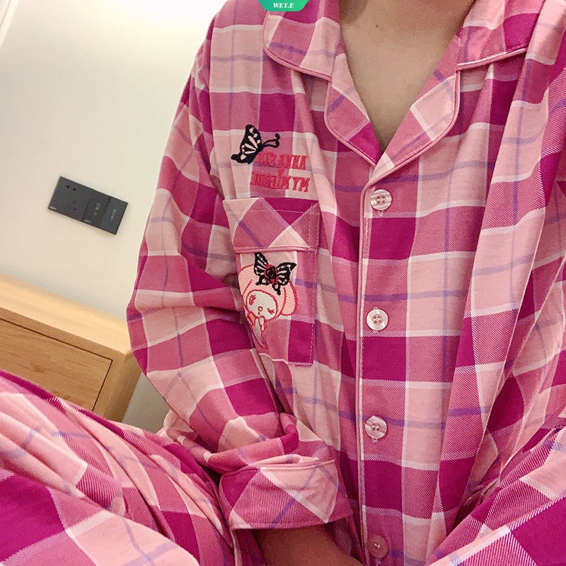 SANRIO Bộ Đồ Ngủ Tay Dài In Họa Tiết Hoạt Hình Melody Phong Cách Hàn Quốc Thời Trang Xuân Thu 2023