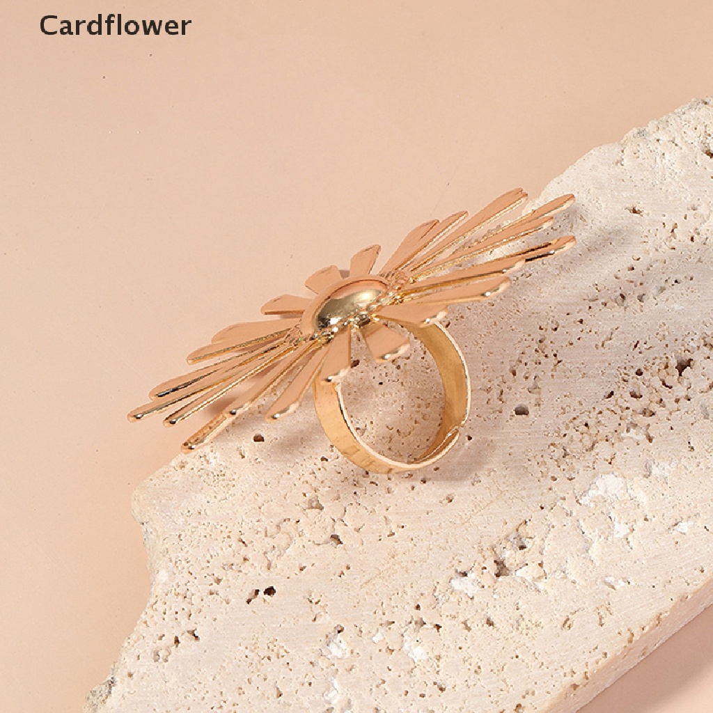 &lt; Cardflower &gt; Nhẫn Hình Hoa Hướng Dương Bằng Kim Loại Lớn Có Thể Điều Chỉnh Phong Cách Bohemian Làm Quà Tặng Ngày Lễ Cho Nữ