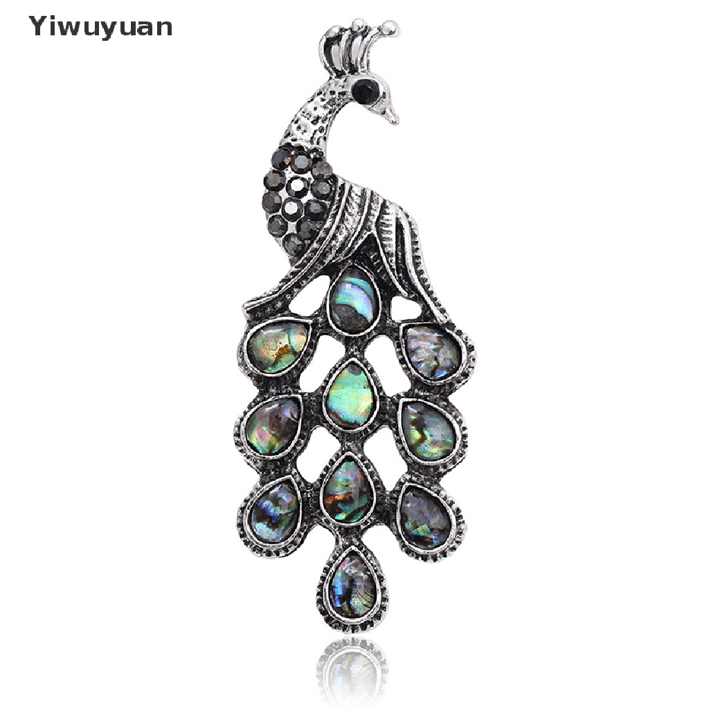 < Yiwuyuan > Ghim Cài Áo Hình Vỏ Sò Chim Công Cổ Điển Xinh Xắn Cho Nữ