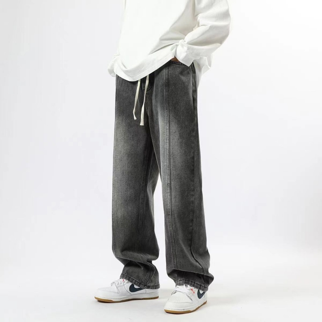 Quần Jean Ống Rộng Lưng Thun Thời Trang Mùa Hè Cá Tính Dành Cho Nam