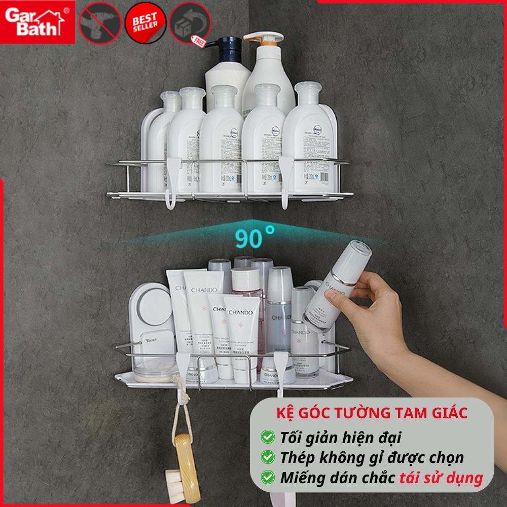 Kệ Góc Tường Tam Giác Dán Tường GARBATH Đơn Giản Hiện Đại Kệ Nhà Tắm Nhà Bếp Miếng Dán Chắc Tái Sử Dụng 261008