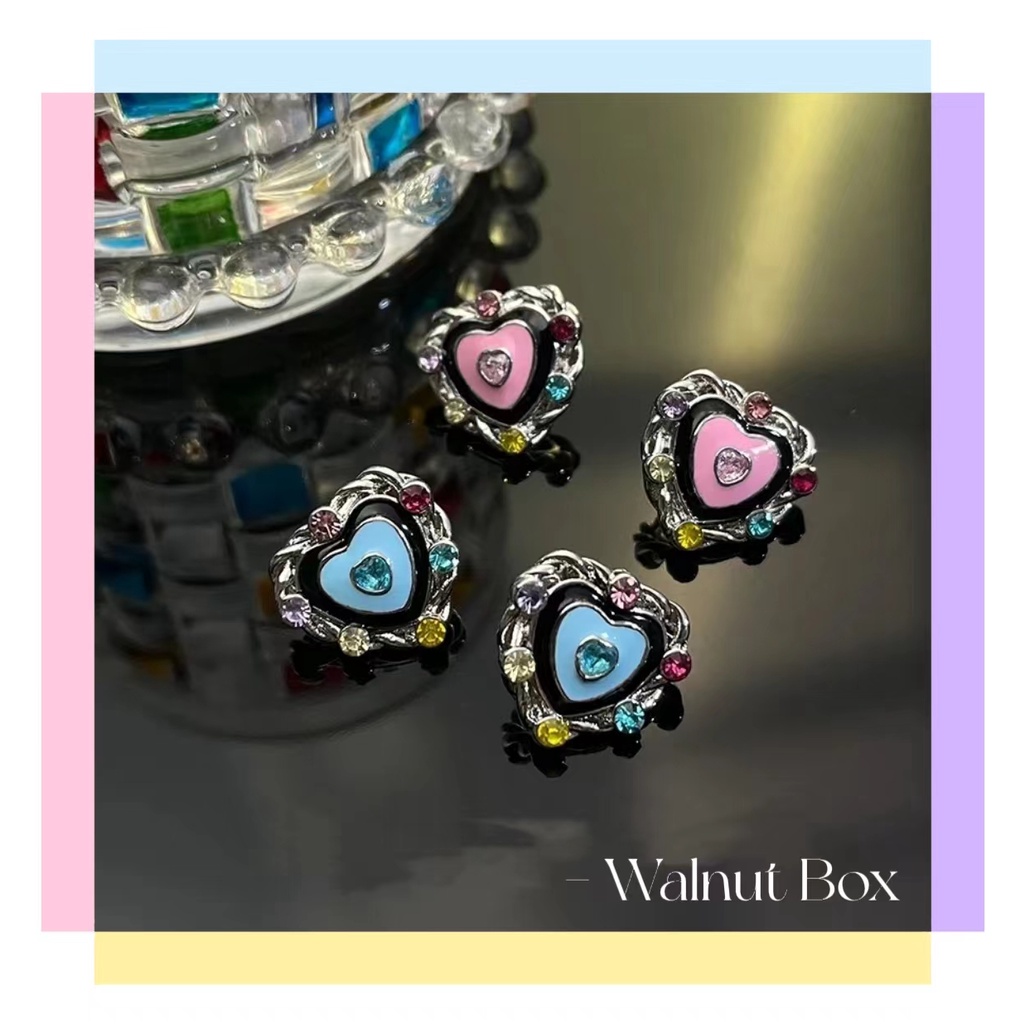 Bông Tai Hình Trái Tim Đính Đá Nhiều Màu Sắc Phong Cách Cổ Điển Thời Trang Cho Nữ