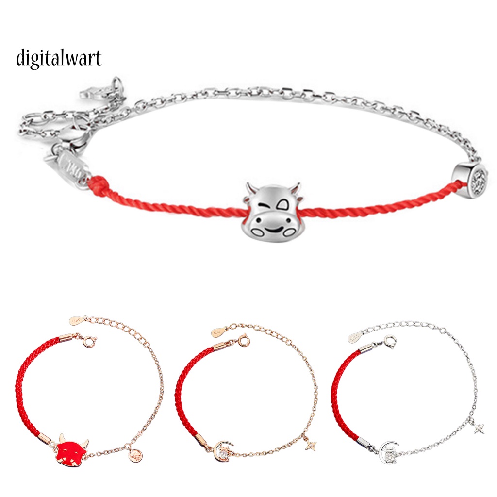 Kỹ Thuật Số| Vòng Tay Bện Dây Đỏ Thiết Kế Gia Súc Có Thể Điều Chỉnh Thời Trang Cho Nữ