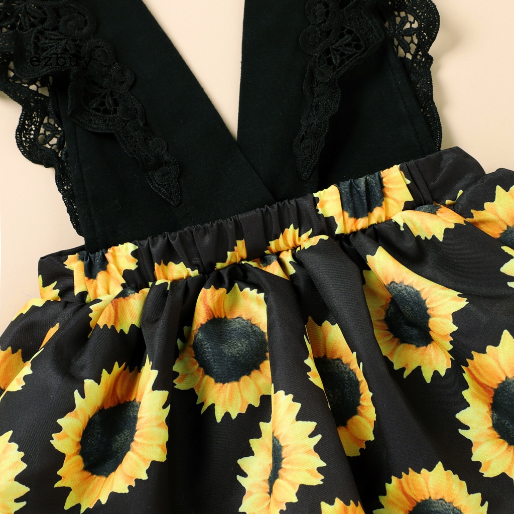 Bộ Đầm Liền Thân Bằng Cotton Họa Tiết Hoa Kèm Băng Đô Thanh Lịch Dành Cho Bé Gái