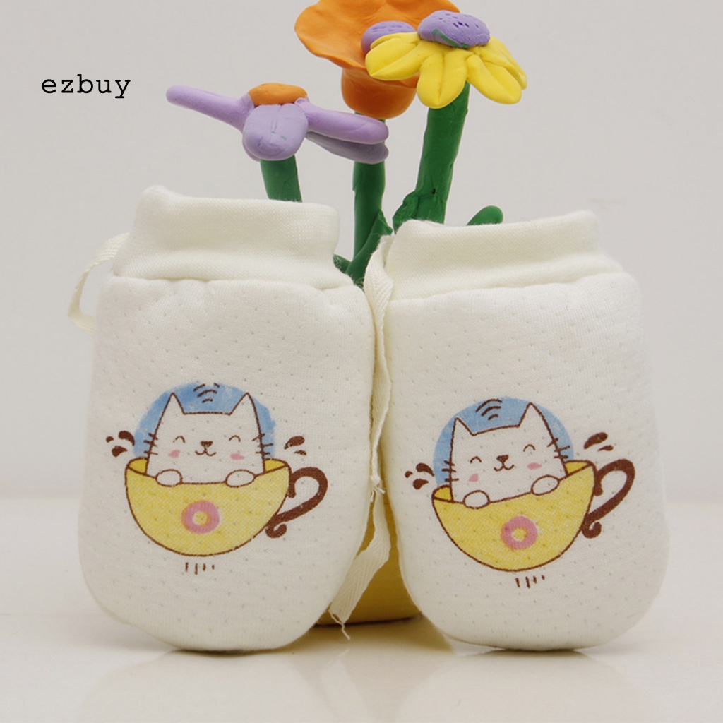 1 Đôi Găng Tay Thiết Kế Dây Rút Bảo Vệ Mặt Giữ Ấm Chống Trầy Xước Có Thể Điều Chỉnh Cho Bé