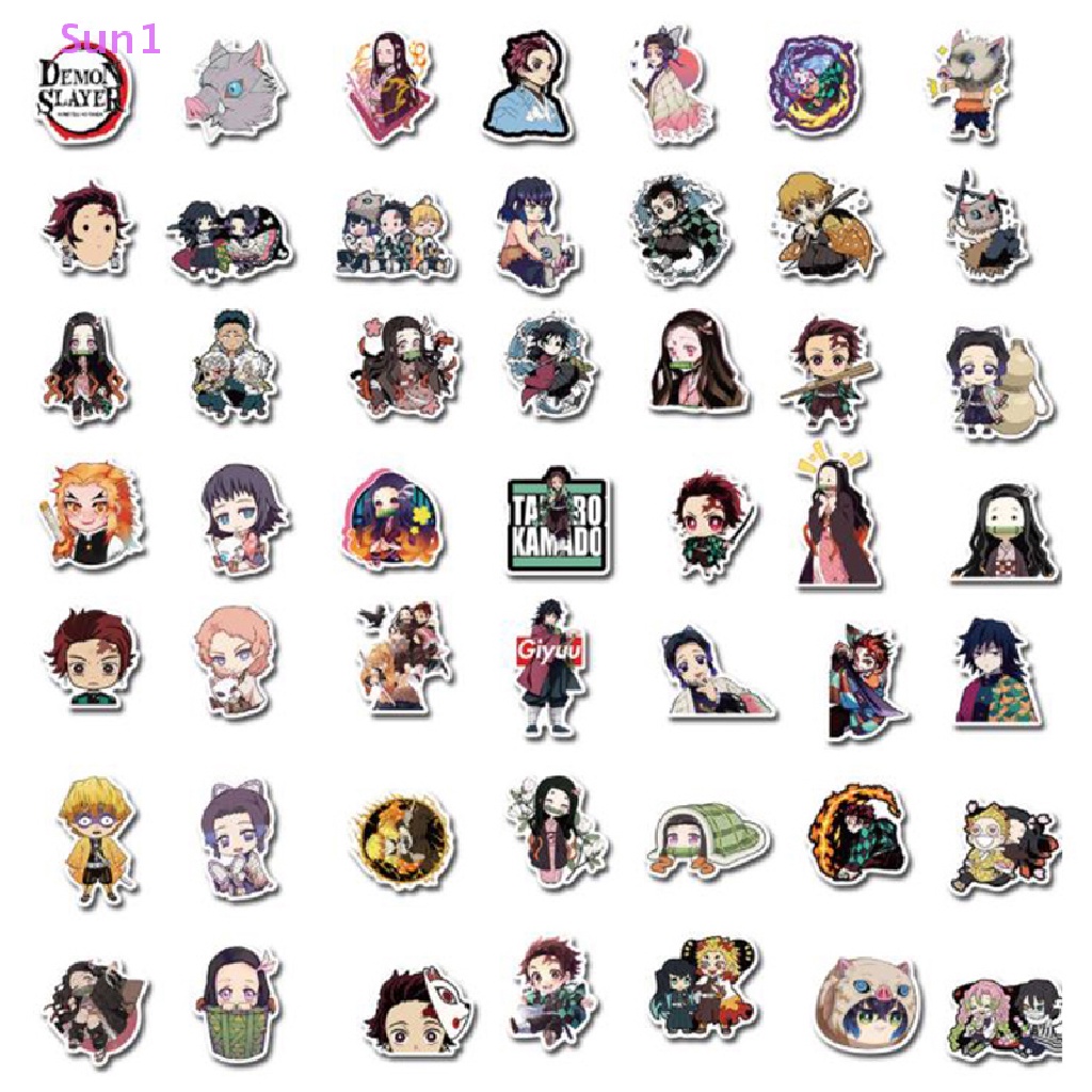 Set 200 Miếng Dán PVC Hình Anime Demon Slayer Trang Trí Ván Trượt / Laptop DIY