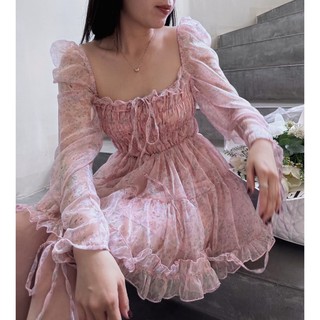 Đầm voan hoa bochun ngực