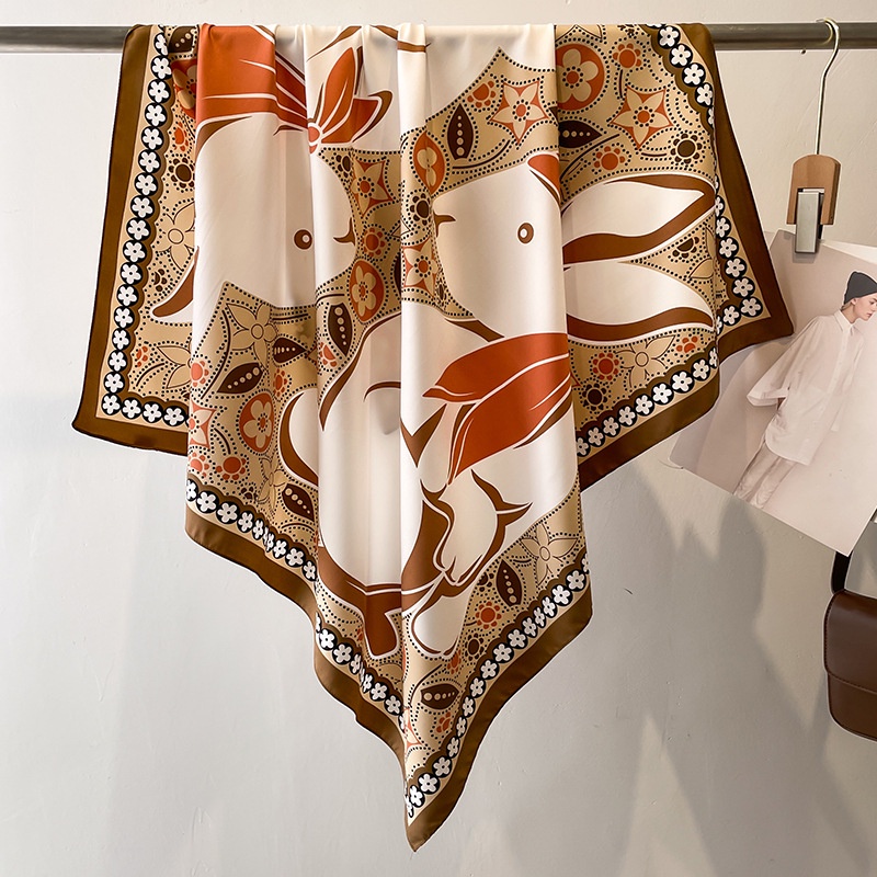 Khăn Choàng Cổ Hình Vuông Cỡ Lớn 90cm Chống Nắng Trang Trí Hàng Trăm Trăm Khăn Quàng Cổ Bằng Lụa Mới Cho Bạn Nữ