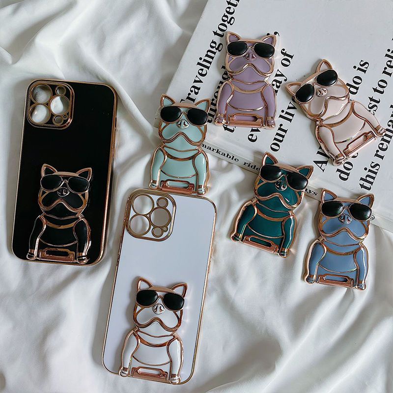 Ốp Điện Thoại Hình Chú Chó Đeo Kính Mát 3D Có Túi Khí Và Dây Đeo Cho iphone