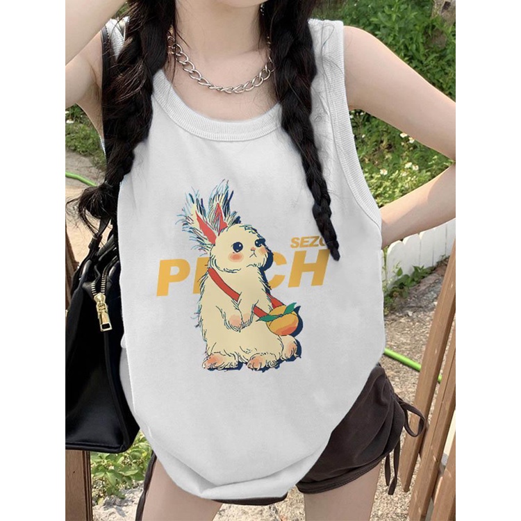 Jiashucheng Áo Thun Không Tay Dáng Rộng Dễ Phối Đồ Thời Trang Cho Nữ