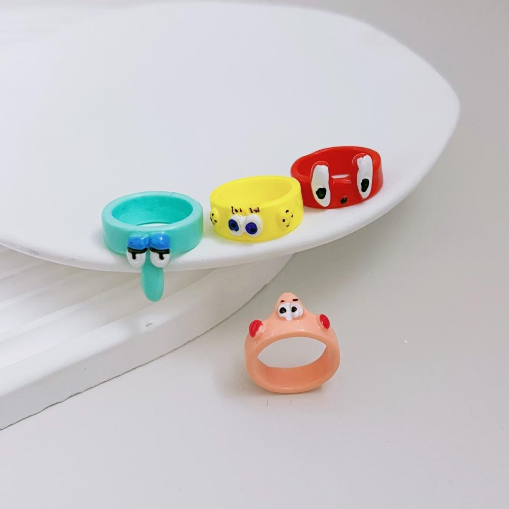 Nhẫn Acrylic Họa Tiết Hoạt Hình Spongebob Ngọt Ngào Thời Trang