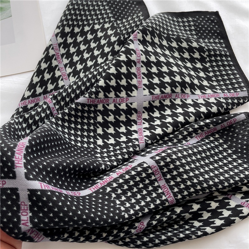Khăn Choàng Cotton Lanh Mỏng Hình Vuông Nhỏ Họa Tiết Hàng Ngàn Chú Chim Kiểm Tra Bằng Tay Đa Năng Bảo Vệ Chống Nắng
