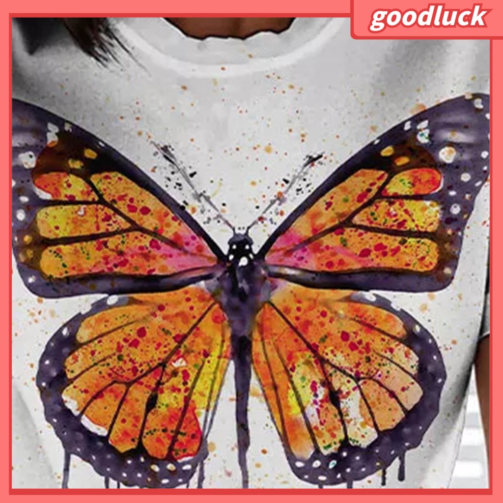 Áo Sơ Mi Cổ Tròn Dáng Rộng In Họa Tiết Hoa Màu Nhuộm Thoải Mái Thời Trang Mùa Hè Cho Nữ