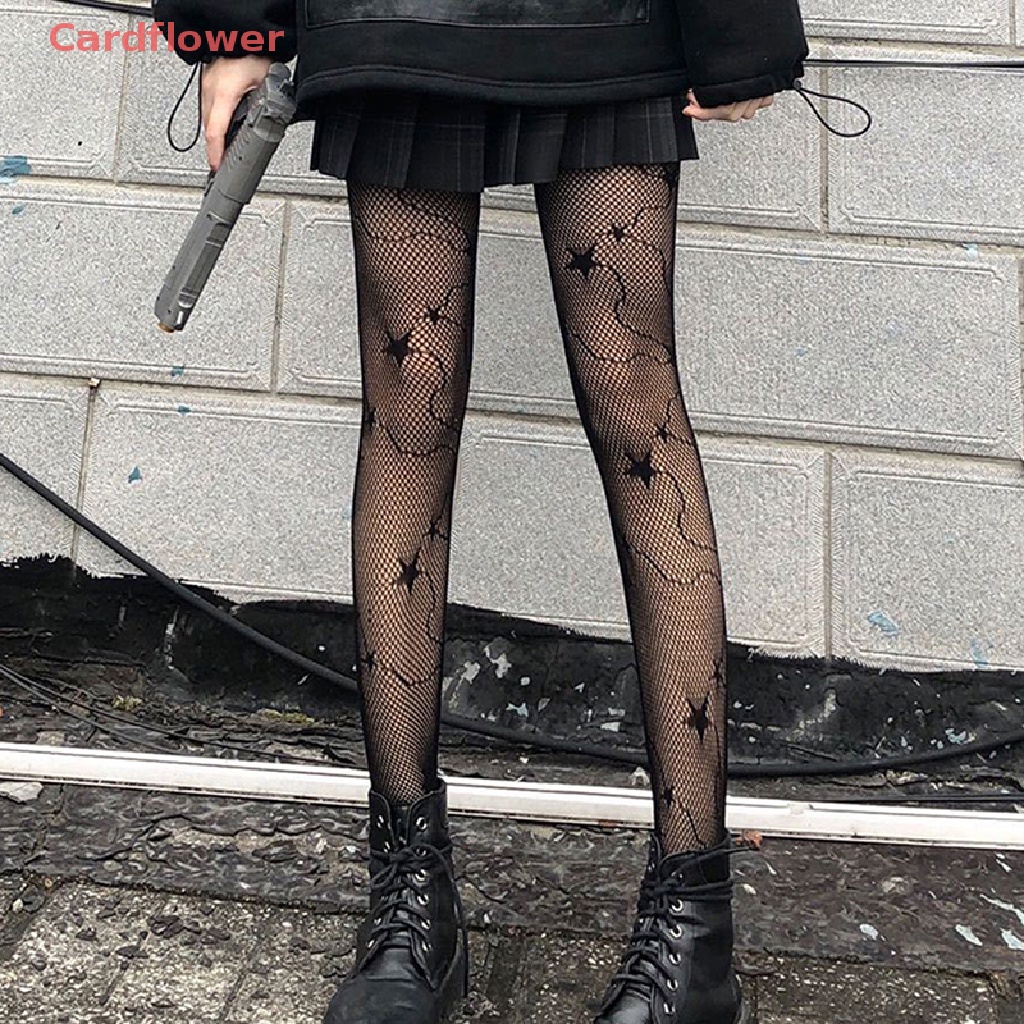 < Cardflower > Quần Tất Lưới Phối Ren Gợi Cảm Đi Tiệc Câu Lạc Bộ Đêm Cho Nữ Mới