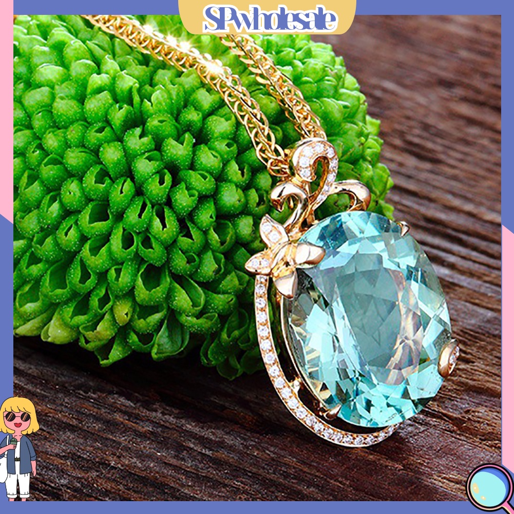 <SPwholesale> Vòng cổ Mặt Hình Oval Đính Đá Zircon Hình Bướm Sang Trọng Cho Cô Dâu