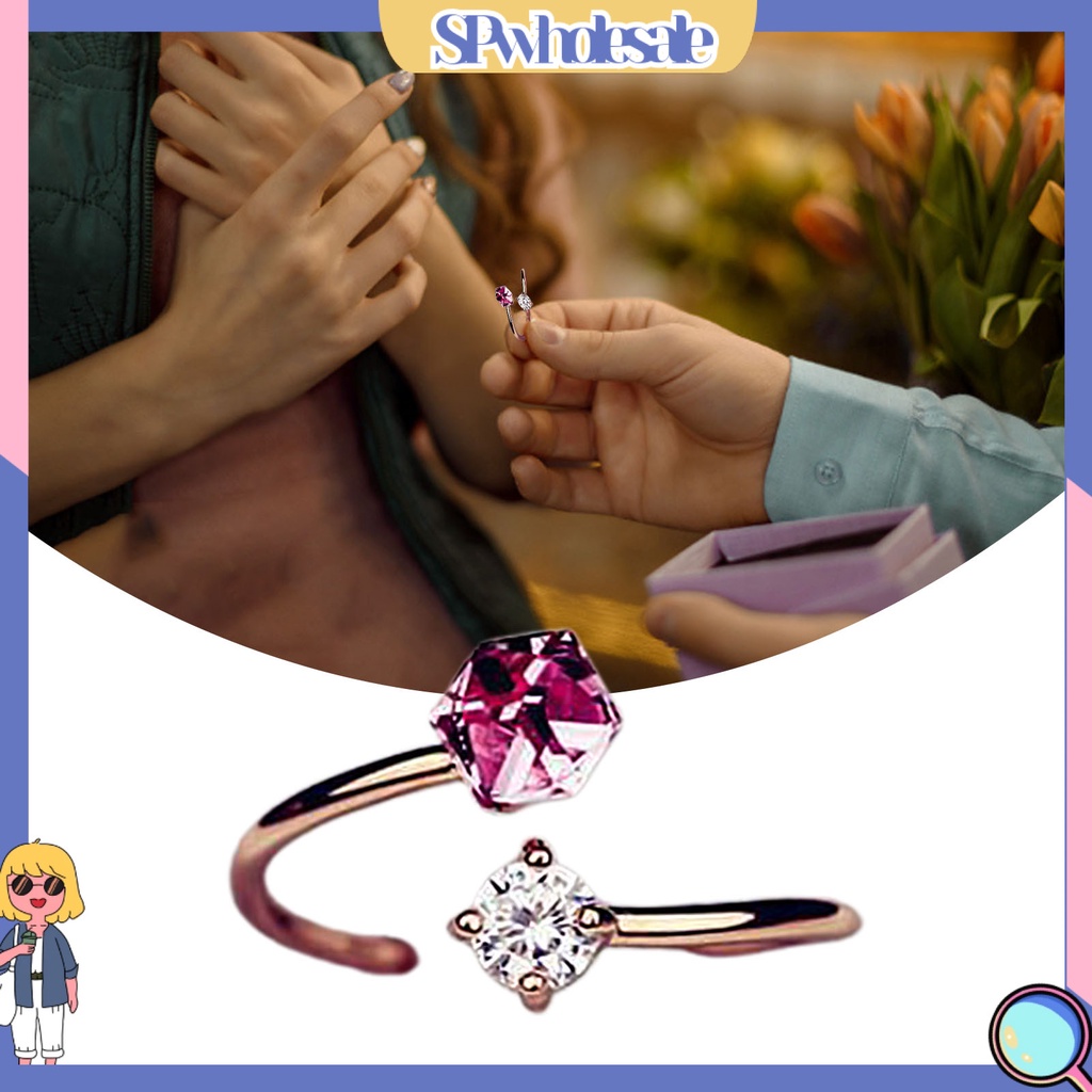 &lt;SPwholesale&gt; Nhẫn Hở Đính Đá Zircon Nhiều Màu Sắc Có Thể Điều Chỉnh Cho Nữ