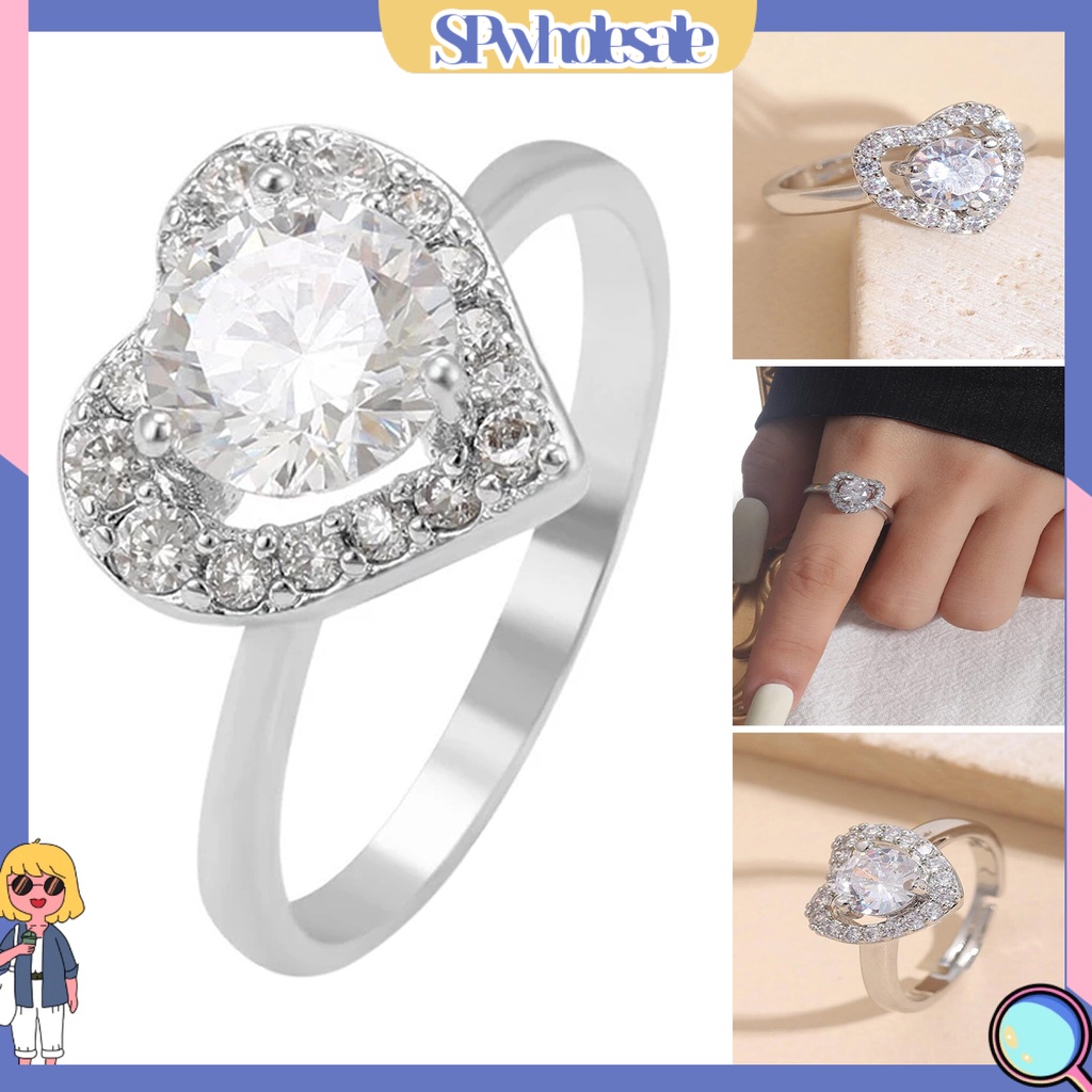 <SPwholesale> Nhẫn Khảm Đá Khối Trọng Lượng Nhẹ Nghệ Thuật Mặc Hàng Ngày Cho Nữ