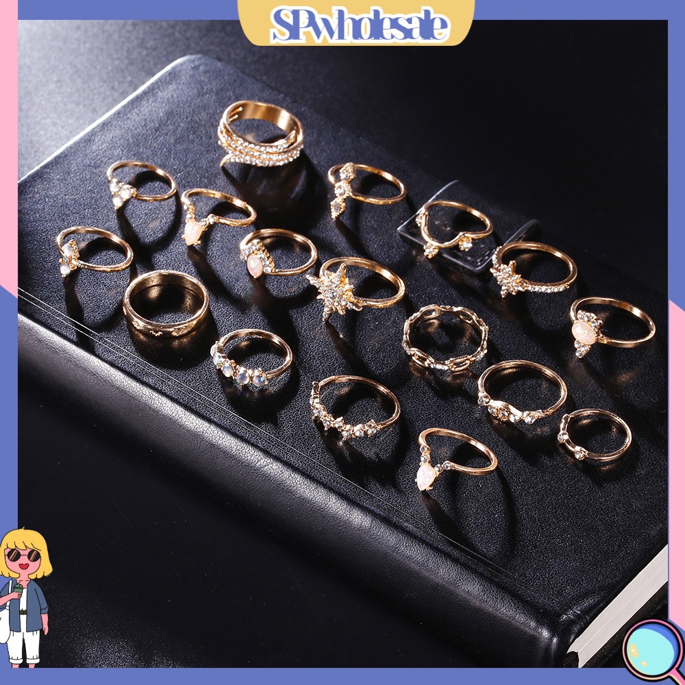 <SPwholesale> Set 17 Nhẫn Đeo Khớp Ngón Tay Phong Cách Boho