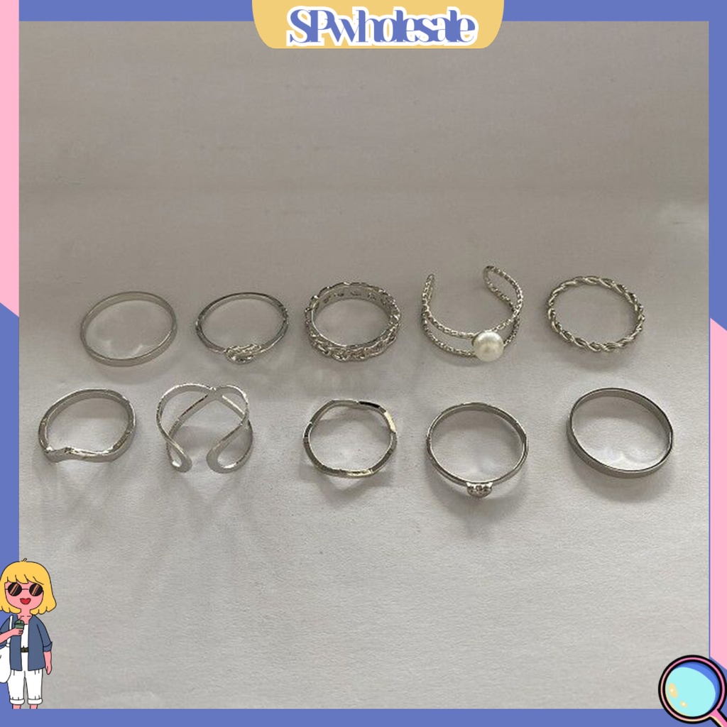 <SPwholesale> Set 10 Nhẫn Đeo Khớp Ngón Tay Phong Cách Vintage Cho Nữ