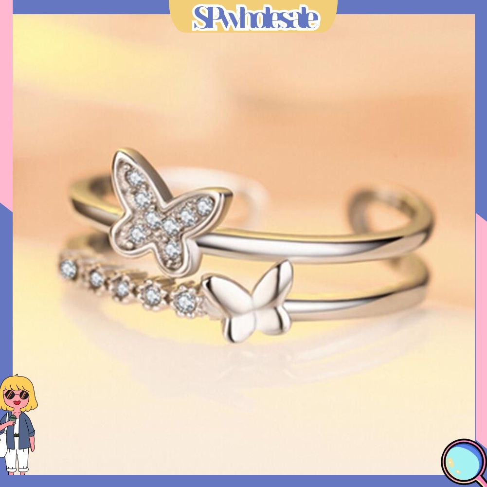 <SPwholesale> Nhẫn Hở Hình Bướm Ngọt Ngào Thời Trang Có Thể Điều Chỉnh Cho Nữ