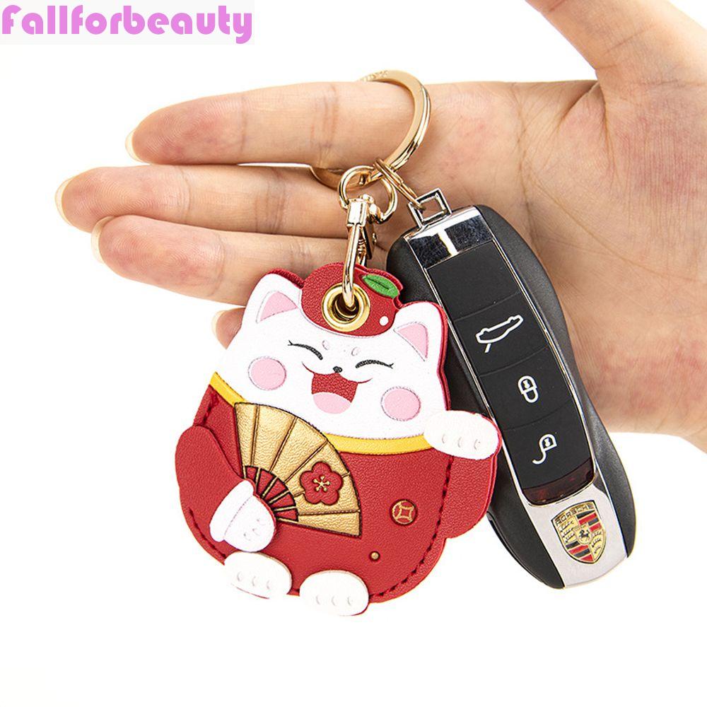 Móc Khóa Hình Mèo May Mắn DIY Bằng Da Chống Thất Lạc Cho Chìa Khóa / Túi Xách / Xe Buýt