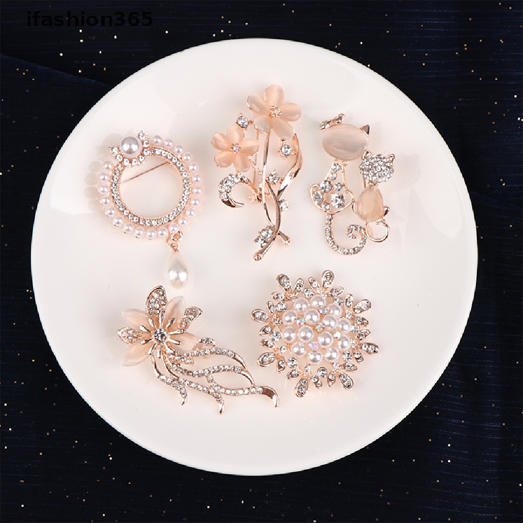 Ghim Cài Áo Hình Hoa / Động Vật Đính Đá / Ngọc Trai Thời Trang Cho Nữ ifashion365