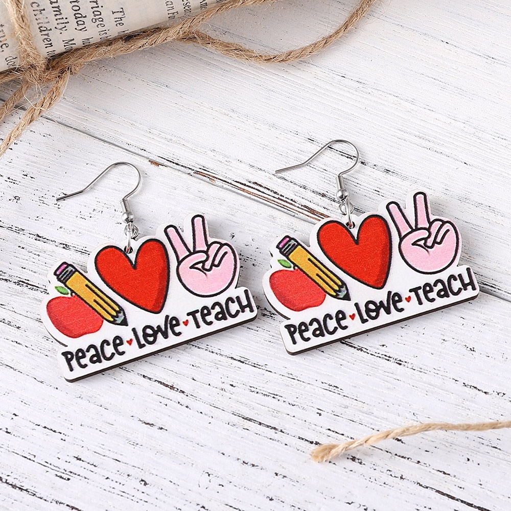 Bông Tai Bằng Gỗ Hình Quyển Sách Hoạt Hình Dễ Thương