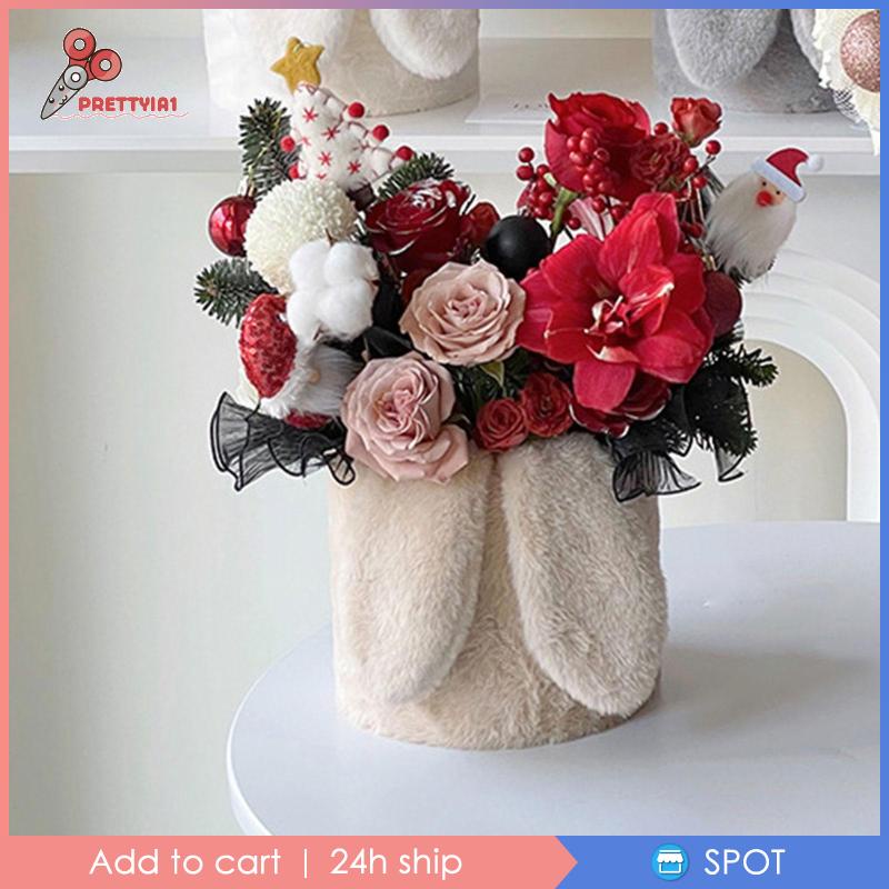 [Prettyia1] Bó Hoa Tai Thỏ Làm Thủ Công Trang Trí Năm Mới DIY