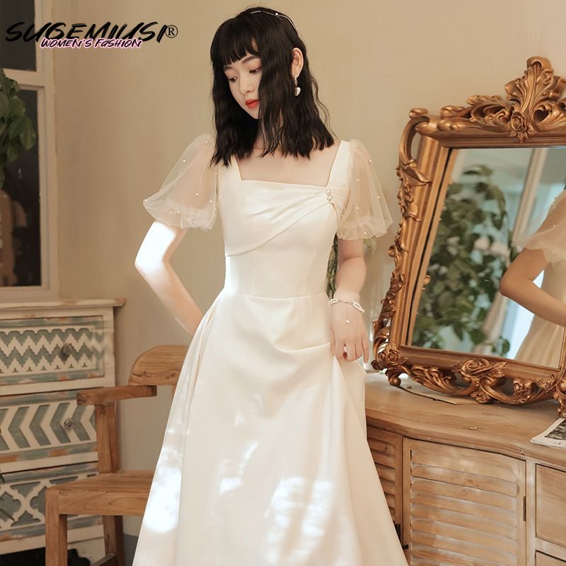 Sugemiusi Đầm Phù Dâu Dáng Dài Phong Cách Mới Thời Trang Mùa Hè Dành Cho Nữ