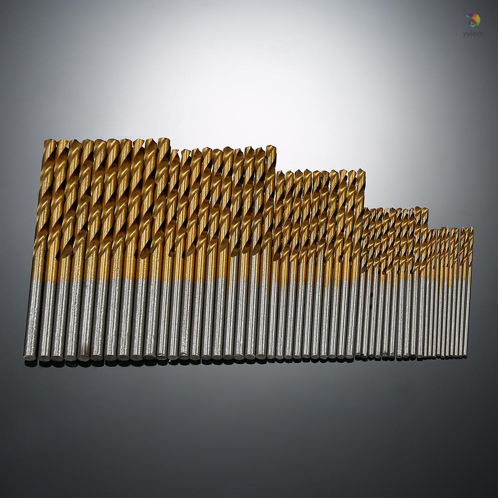 Bộ 50 Mũi Khoan Xoắn Tốc Độ Cao 1.0-3.0mm Chất Liệu Thép Titan