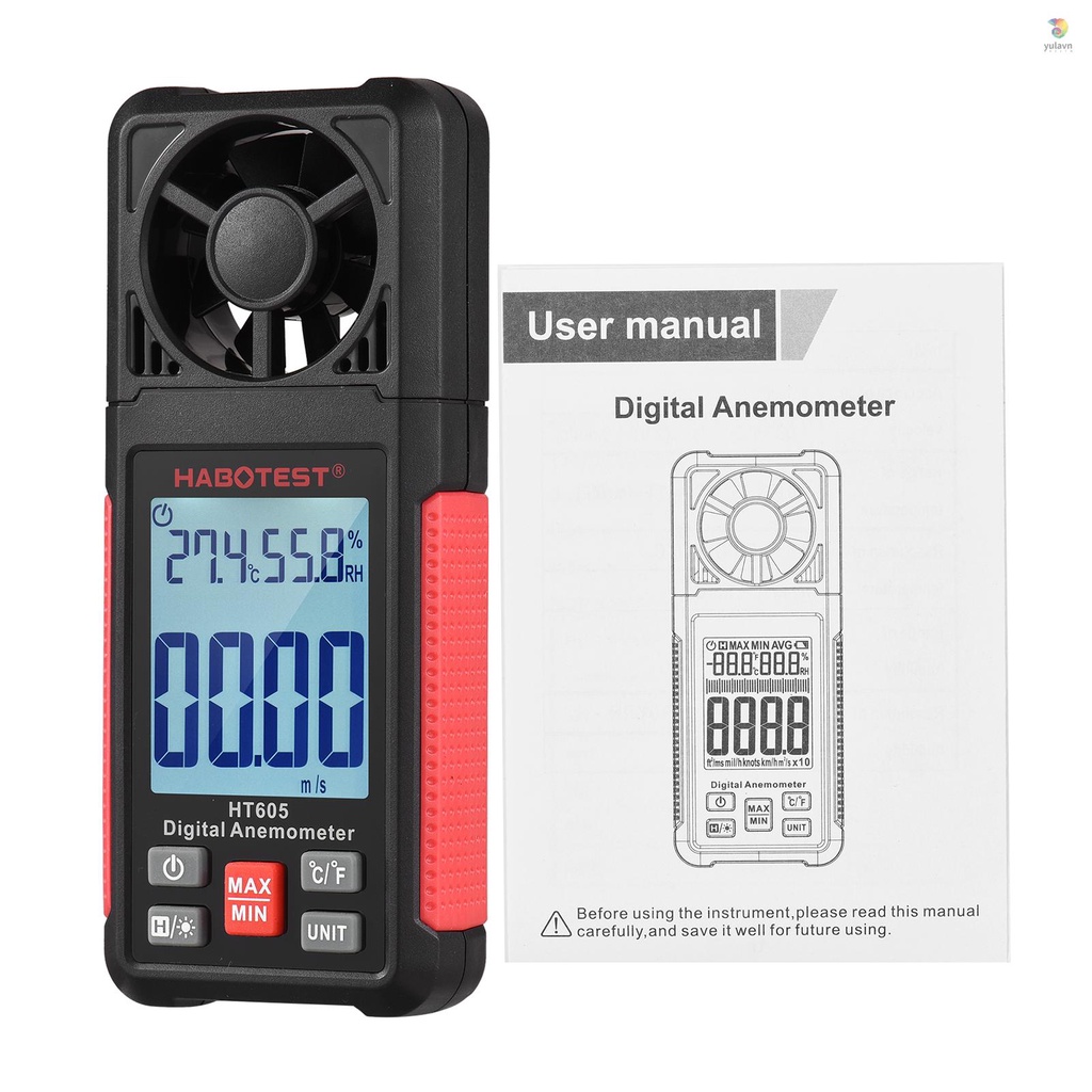 Máy Đo Nhiệt Độ Gió / Độ Ẩm Không Khí HABOTEST HT605 Màn Hình LCD 2.2-inch
