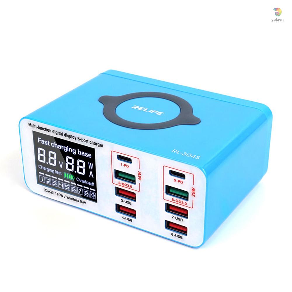 Sạc Nhanh Không Dây USB PD Màn Hình LCD Mạnh Mẽ Nhiều Cổng Sạc Nhanh Thông Minh Cho Điện Thoại Di Động