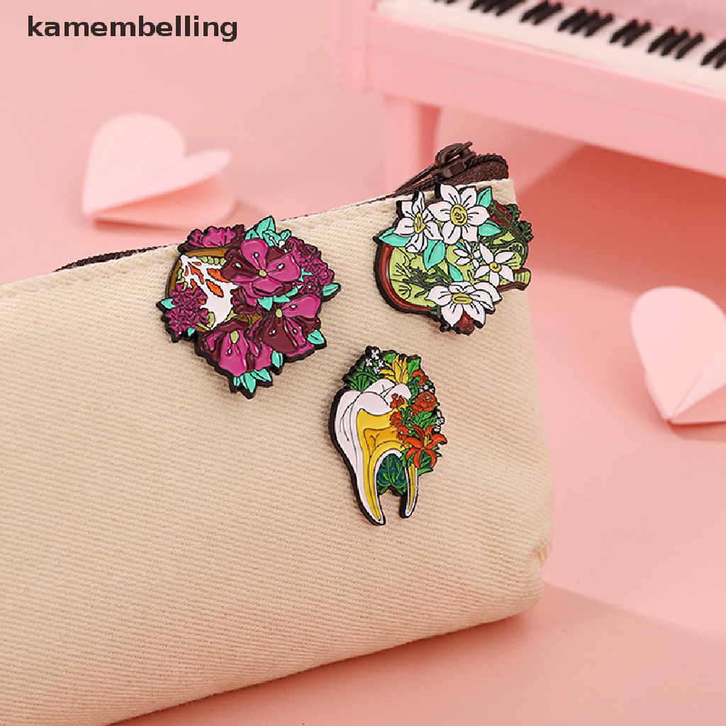 Kamembelling Huy Hiệu Cài Áo Hợp Kim Tráng Men Hình Hoa Trái Tim Bộ Não Thiết Kế Sáng Tạo