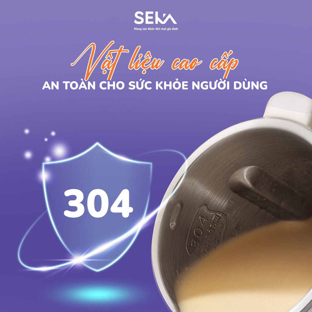 Máy xay sữa hạt đa năng Seka SK320 TÍM dung tích 600ml công suất 600W 6 chức năng tặng kèm khay đá bảo hành 12 tháng