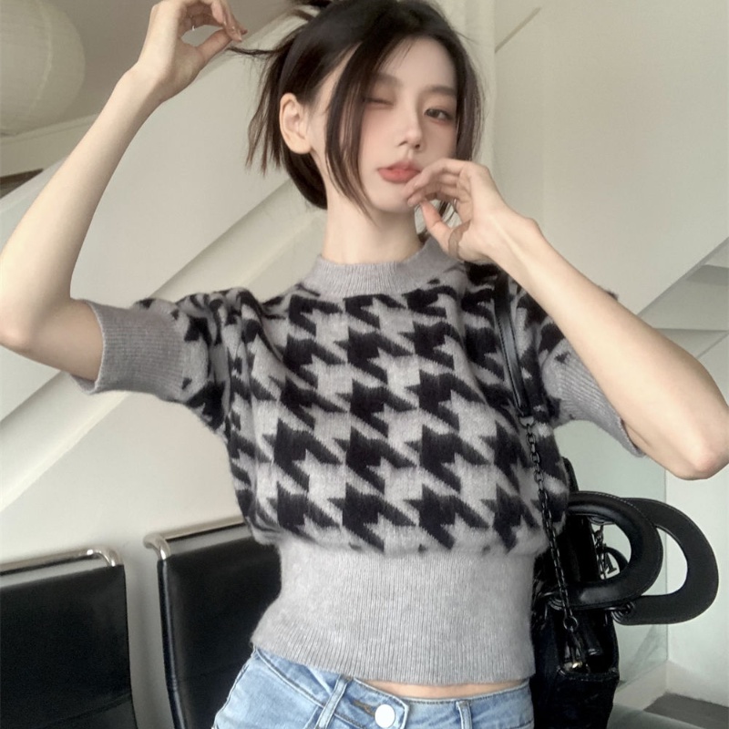 COZOK Áo Thun Dệt Kim Ngắn Tay Thời Trang Cá Tính Dễ Phối Đồ