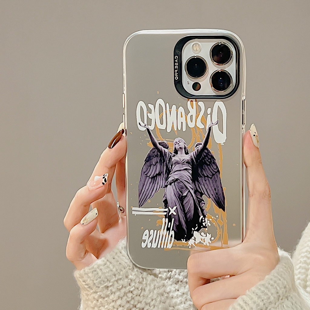 Ốp Điện Thoại TPU Mềm Trong Suốt Mạ Điện Họa Tiết Tượng Cổ Điển Cho iphone 13 14 12 11 pro max