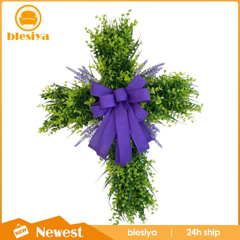 [Blesiya] Vòng Hoa Treo Trang Trí Cửa Trước Sân Vườn Hình Chữ Thập Phục Sinh