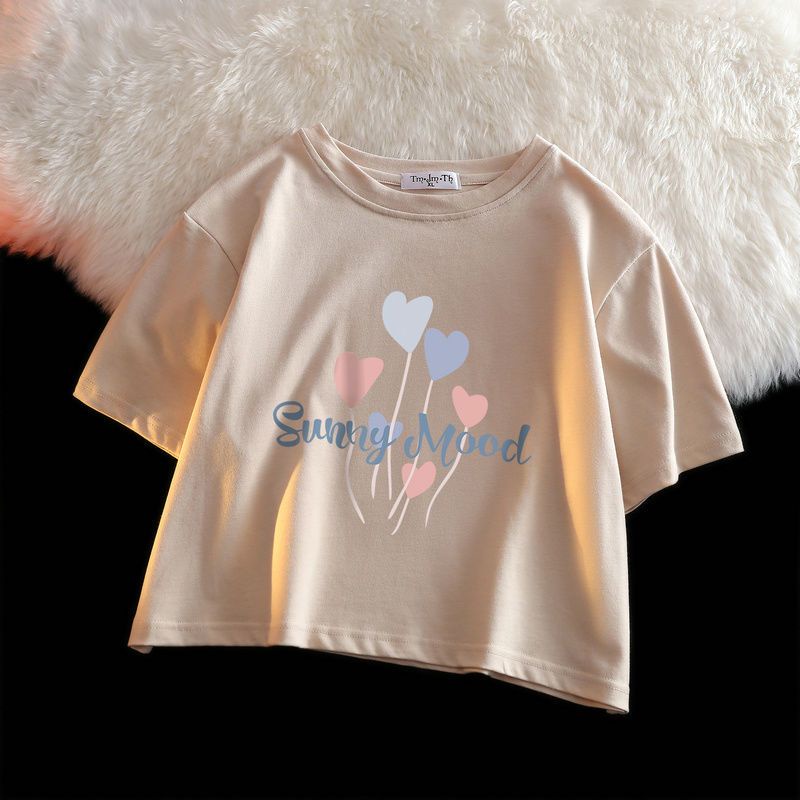 Áo Thun Cotton Ngắn Tay Dáng Rộng Phong Cách Hàn Quốc Cho Nữ