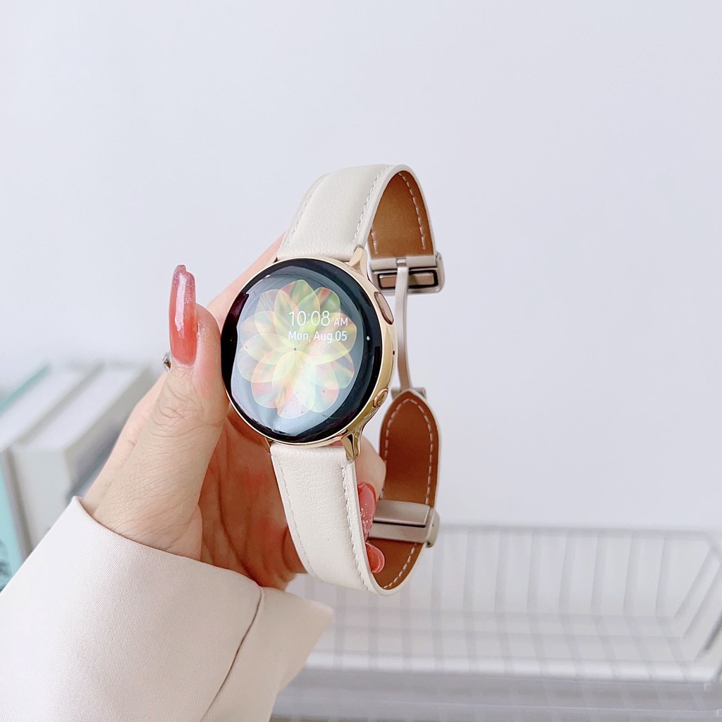 Dây Đeo Bằng Da Có Khóa Nam Châm Cho Đồng Hồ Thông Minh Samsung Galaxy Watch 4 / 5 40mm 44mm 5 Pro 45mm 4 Classic 42mm 46mm