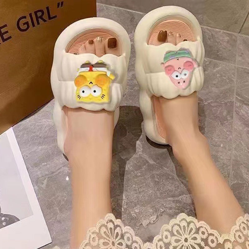 195.Dép Đi Trong Nhà Đế Dày Mềm Mại Chống Trượt Họa Tiết Thỏ Hoạt Hình Thời Trang Mùa Hè Cho Nữ