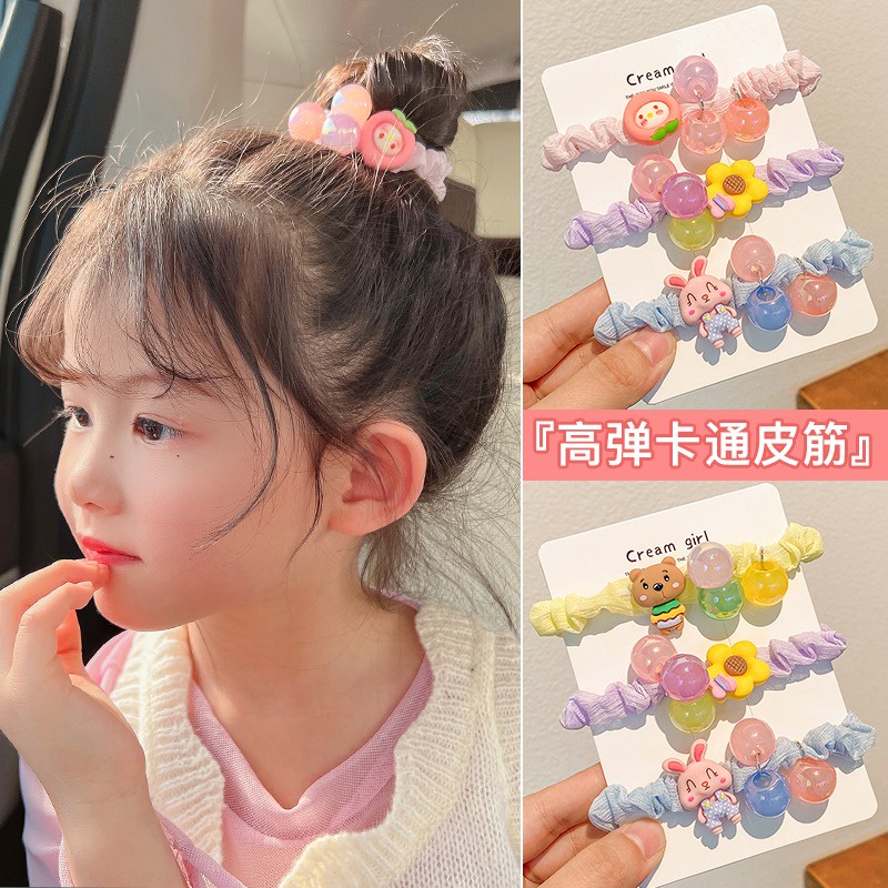 Dây Cột Tóc Cao Su In Họa Tiết Hoạt Hình Dễ Thương Thời Trang Mùa Hè Cho Bé Gái