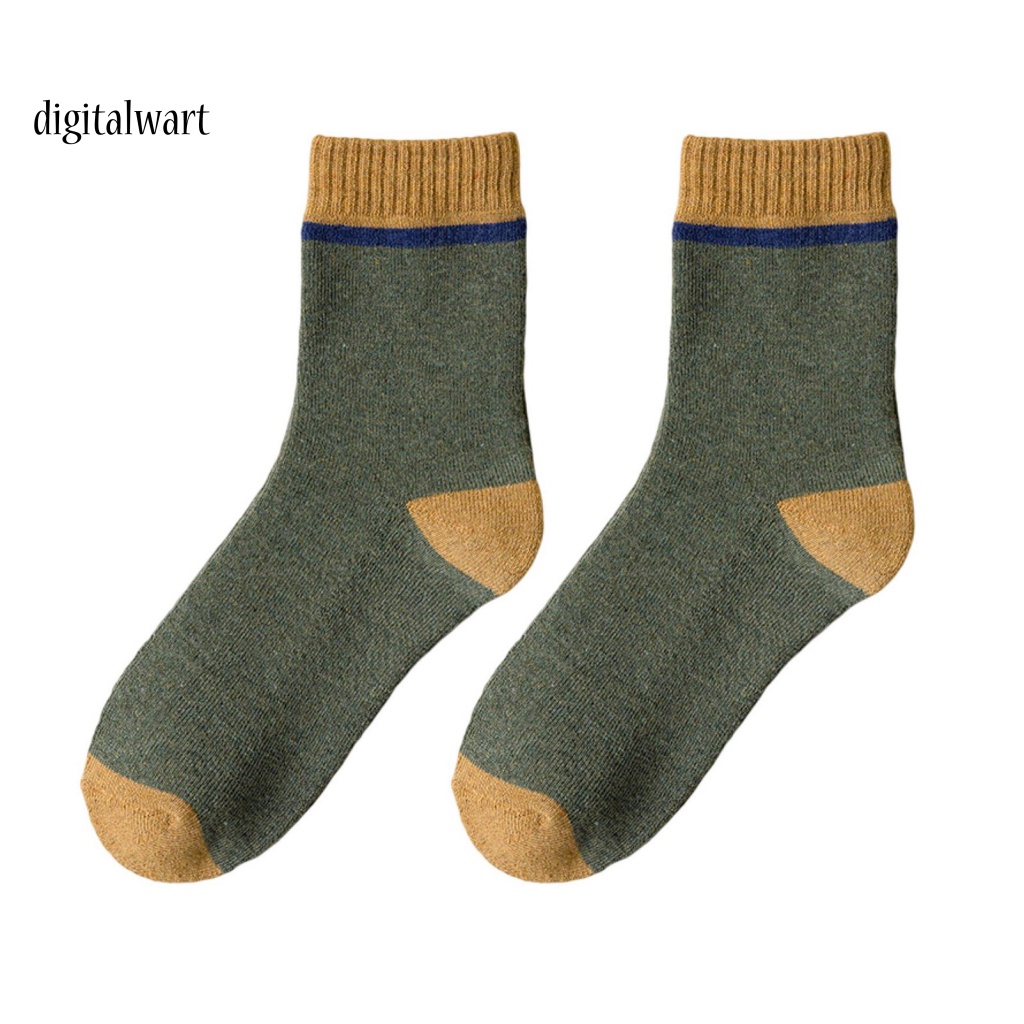 Kỹ Thuật Số| 1 Đôi Vớ Thể Thao Dài Trung Bình Mềm Mại Co Giãn Chống Lạnh Màu Tương Phản Thời Trang Thu Đông Cho Nam