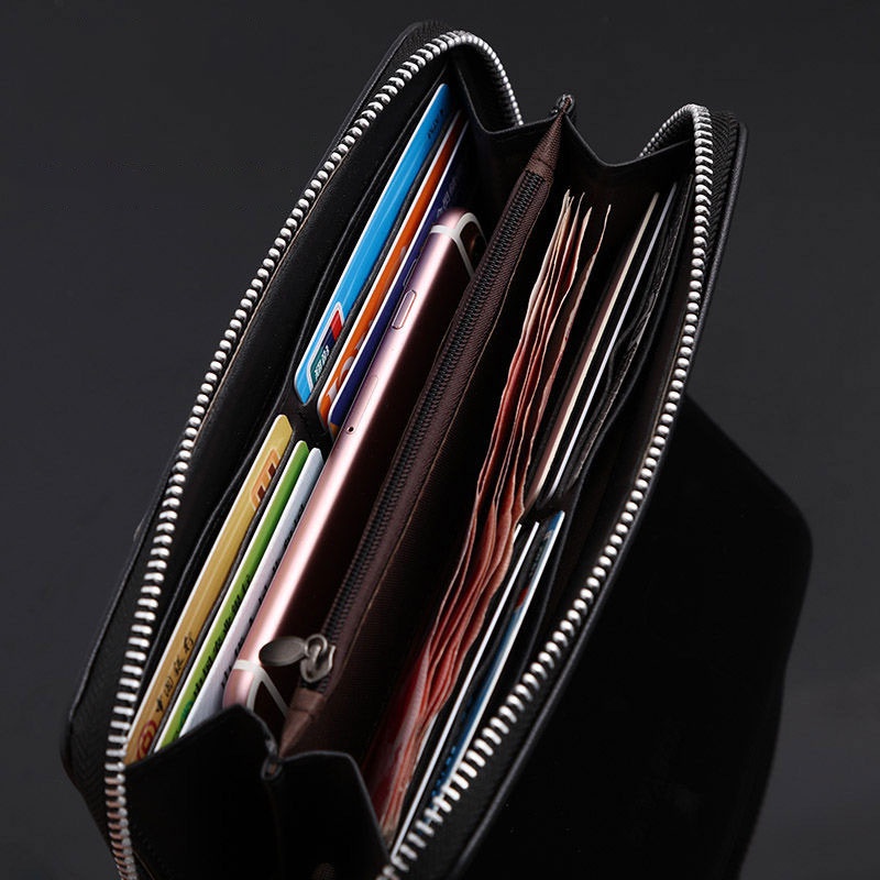 Ví Dài Cầm Tay Có Khóa Kéo Đa Năng Phong Cách Âu Mỹ Cho Nam