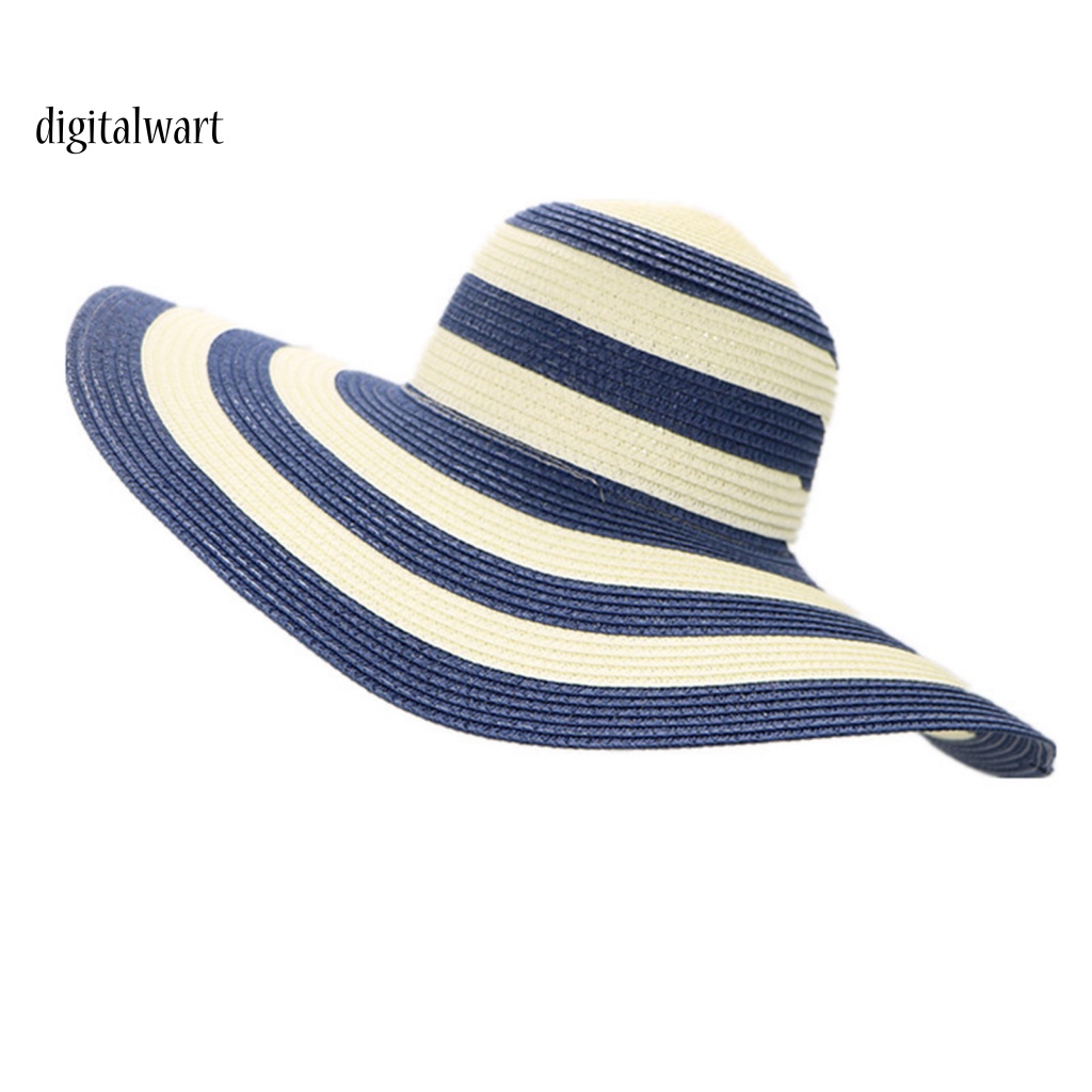 Kỹ Thuật Số| Nón Bucket Rộng Vành Hoạ Tiết Kẻ Sọc Màu Sắc Tương Phản Thời Trang Mùa Hè Cho Phái