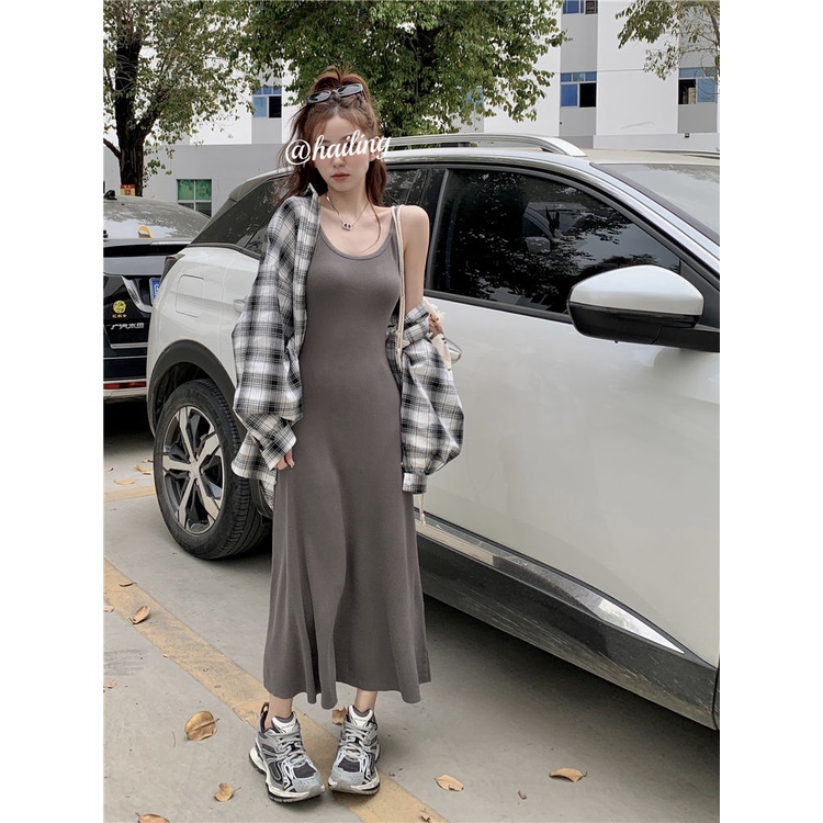 Cozok Đầm Dài Trung Bình Sát Nách Chiết Eo Thiết Kế Dễ Thương