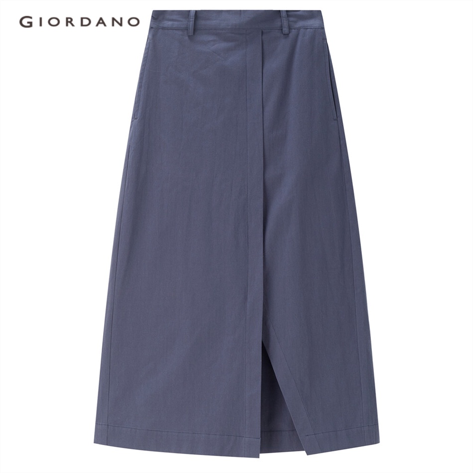 Chân váy GIORDANO 05463315 trọng lượng nhẹ xẻ tà trước eo thun cho nữ