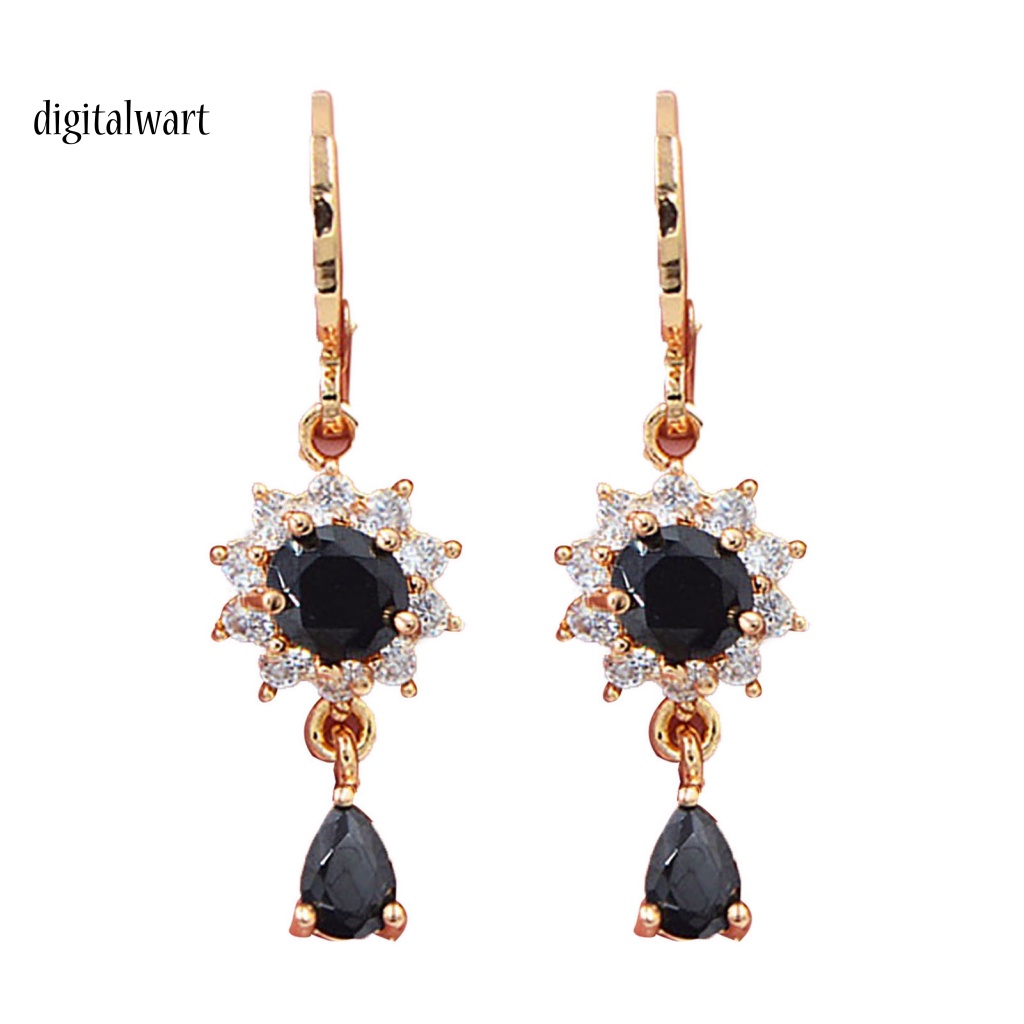 Kỹ Thuật Số| 1 Đôi Bông Tai Dáng Dài Hình Hoa Đính Đá Mạ Điện Lâu Trôi Thích Hợp Mặc Hàng Ngày