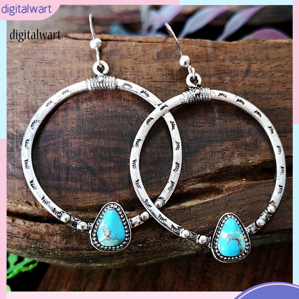 Kỹ Thuật Số| 1 Đôi Bông Tai Tròn Đính Đá Phong Cách Vintage Dành Cho Nữ