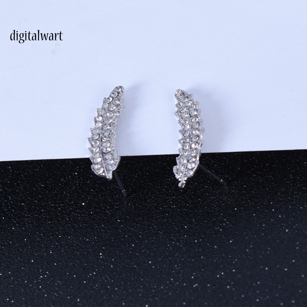 Kỹ Thuật Số| 1 Đôi Bông Tai Hình Chiếc Lá Đính Đá Zircon Lấp Lánh Dành Cho Nữ